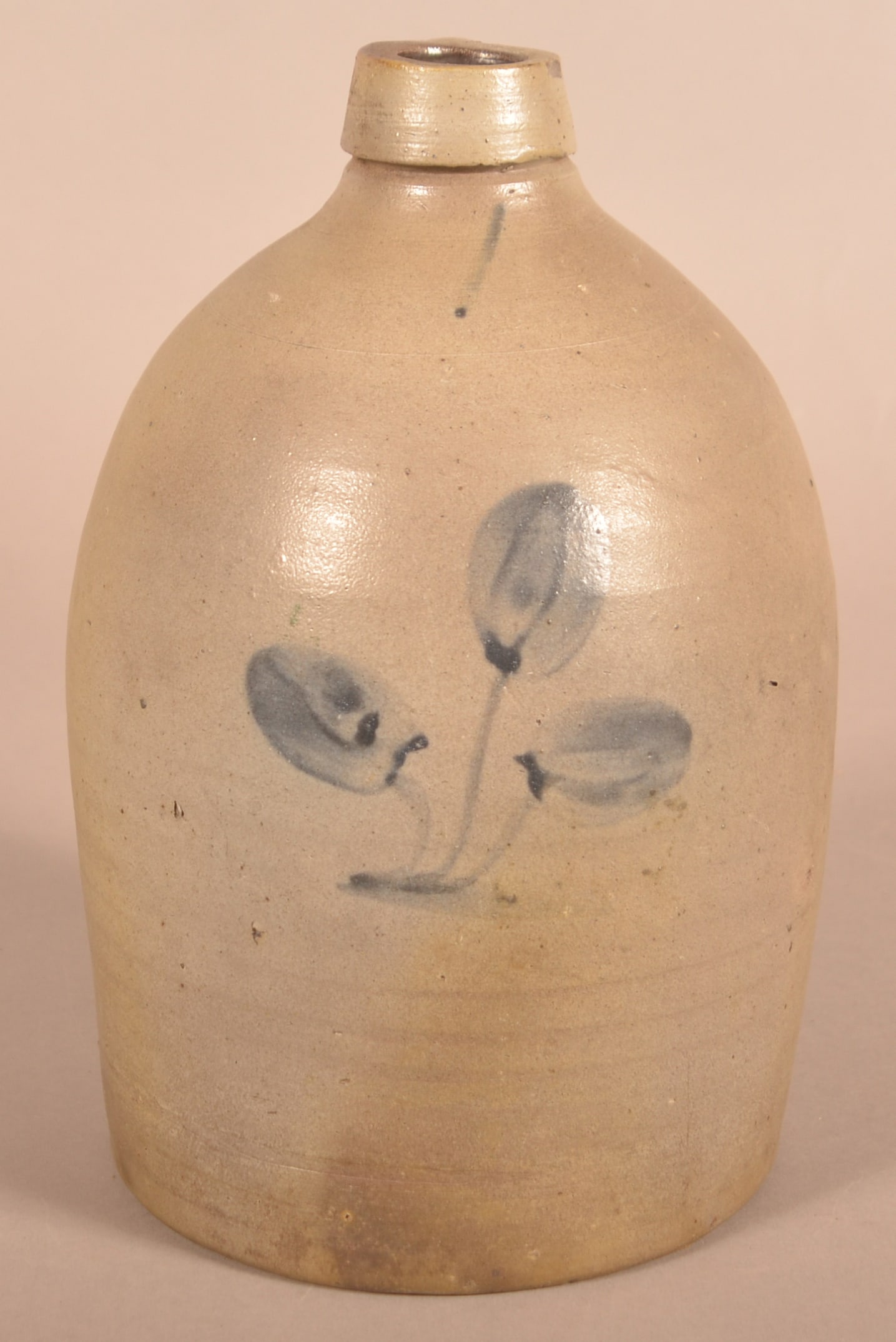 1-Gallon Stoneware Jug with Cobalt Bud Decoration. (1 of 4)