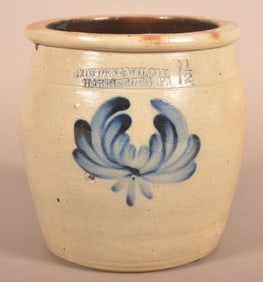 Cowden & Wilcox 1-1/2 Gallon Stoneware Crock.