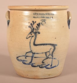 Extremely Rare Cowden & Wilcox Prancing Deer Crock.