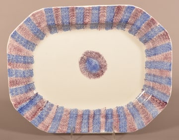 Purple & Blue Rainbow Spatter Ironstone Platter.