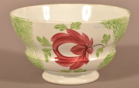 Green Spatter Adams Rose Pattern China Waste Bowl.