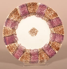 Purple and Brown Rainbow Spatter China Cup Plate.