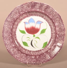 Purple Spatter Tulip Pattern Ironstone China Plate.