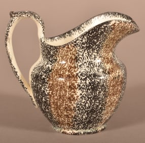 Black & Brown Rainbow Spatter China Cream Pitcher.