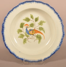 Leeds Soft Paste Blue Feather-Edge Toddy Plate.