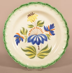 Leeds Soft Paste China Umbrella Flower Plate.
