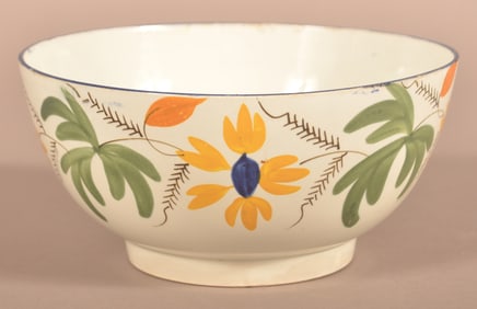 Leeds Soft Paste Floral and Foliate-Decorated Bowl.