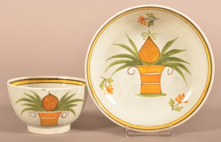 Rare Leeds Soft Paste Pineapple Cup and Saucer.