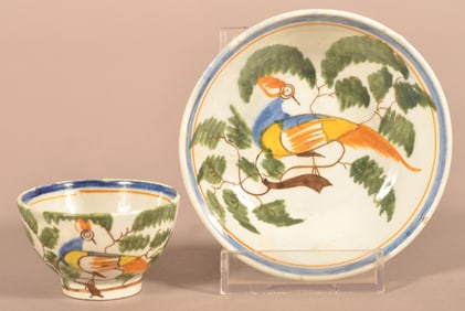 Leeds Soft Paste China Miniature Cup and Saucer.