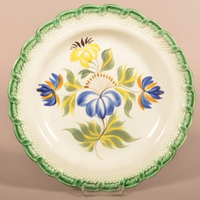 Leeds Soft Paste China Umbrella Flower Plate.