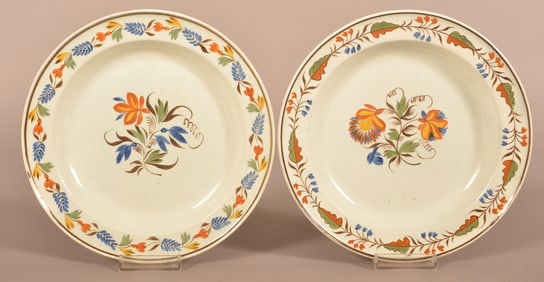 Two Similar Leeds Soft Paste China Plates.