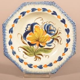 Leeds Soft Paste China Blue Feather-Edge Cup Plate.