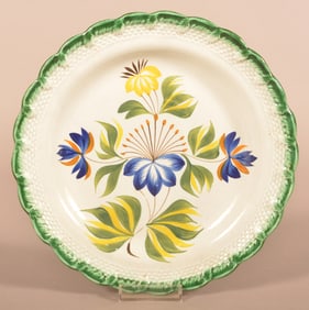 Leeds Soft Paste China Umbrella Flower Plate.