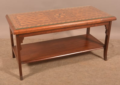Aesthetic Movement Mahogany Inlaid Coffee Table.