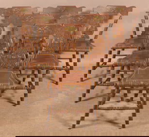 Set of 6 PA Plank Seat Splat-Back Side Chairs.