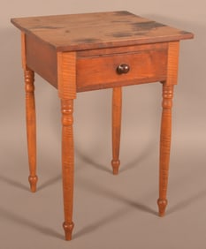 PA Sheraton Cherry and Tiger-Maple 1-Drawer Stand.