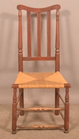 PA 18th C. Banister-Back Rush Seat Side Chair.