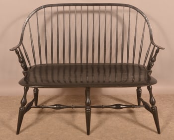 Windsor-Style Spindle-Back Continuous-Arm Settee.