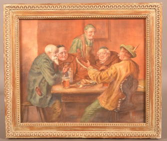 M.B. Leisz Watercolor Interior Scene Painting.