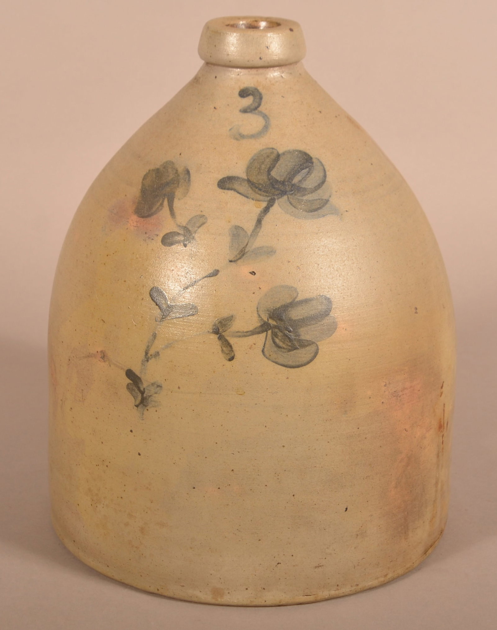3-Gal. Stoneware Jug with Floral Decoration. (1 of 5)