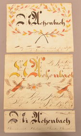 3 Northampton Co., PA Watercolor & Ink Frakturs.