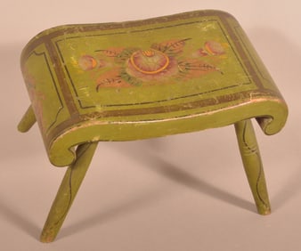 Pennsylvania Country Sheraton Painted Footstool.
