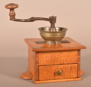 York Co., PA Tiger Maple Coffee Mill Dated 1837.