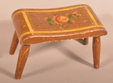 Pennsylvania 19th C. Paint-Decorated Footstool.