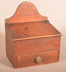 Pennsylvania 19th Century Cherry Hanging Salt Box.