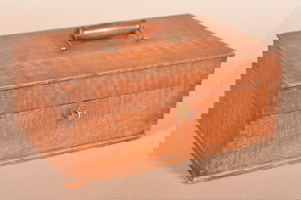American 19th Century Curly Mahogany Lock Box.