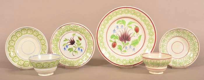 Lot of English Design/Stick Spatter Ironstone.