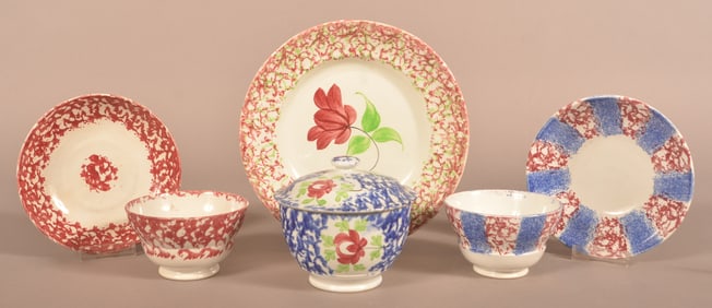 Lot of English Sponge-Decorated Ironstone China.