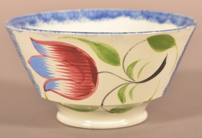 Yellow & Blue Rainbow Spatter Tulip Waste Bowl.