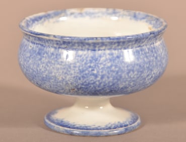 Blue Spatter Ironstone China Footed Master Salt.