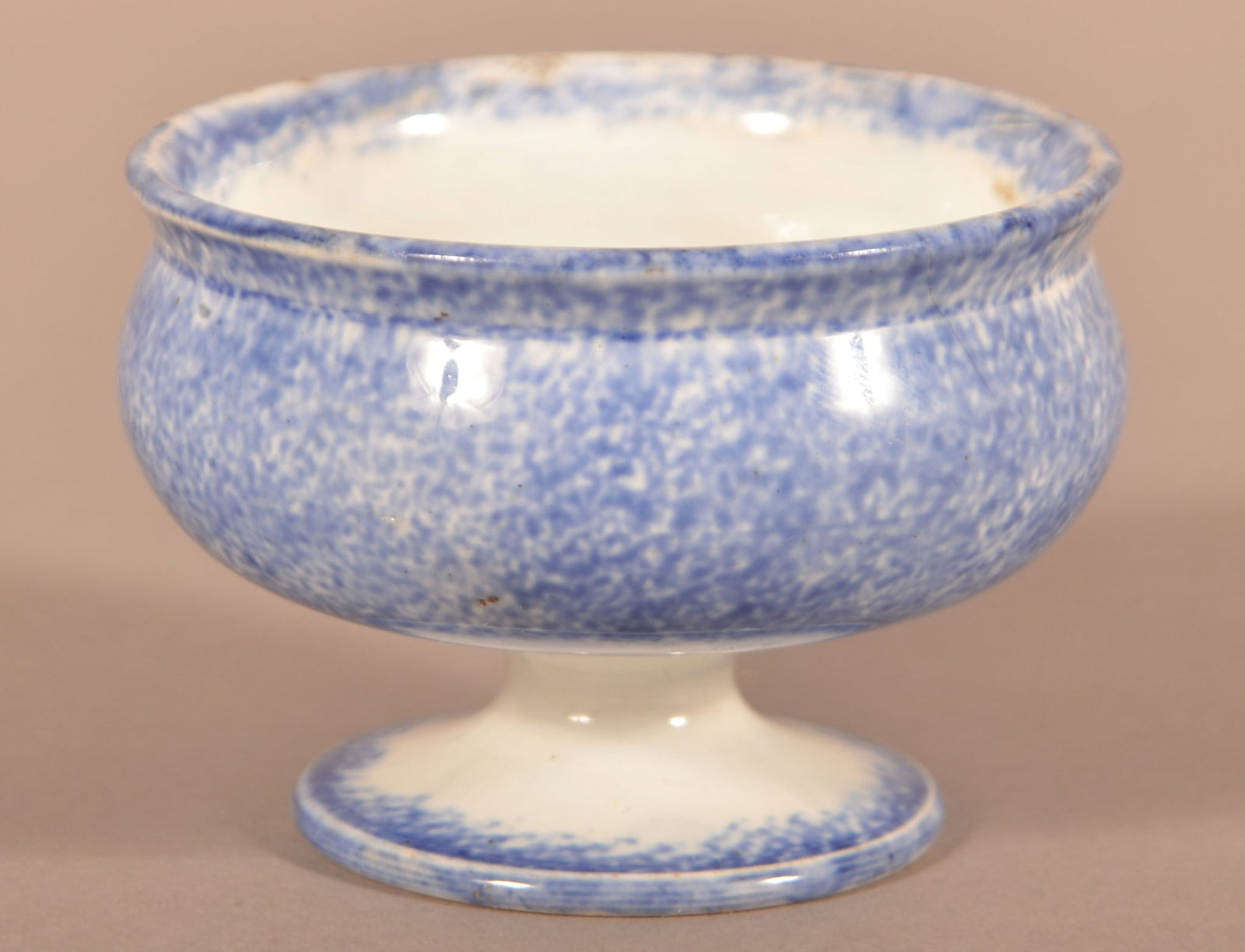 Blue Spatter Ironstone China Footed Master Salt. (1 of 4)