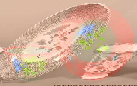 Red Spatter Thistle Pattern Cup and Saucer.