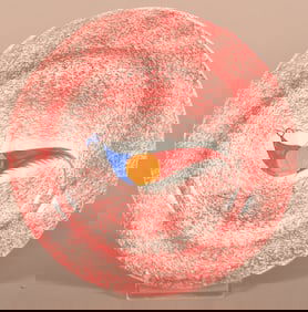 Red Spatter Peafowl Pattern Ironstone Toddy Plate.