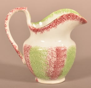 Red & Green Rainbow Spatter China Cream Pitcher.