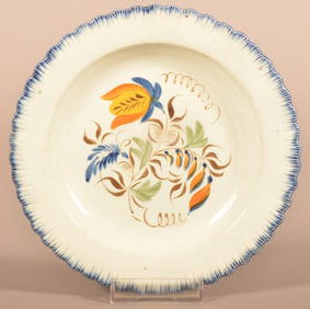 Leeds Soft Paste Blue Feather-Edge Toddy Plate.
