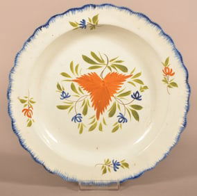 Leeds Soft Paste China Blue Feather-Edge Plate.