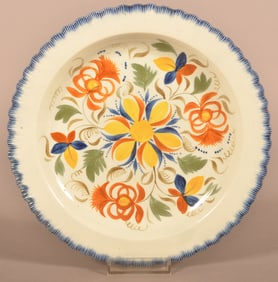 Leeds Soft Paste China Blue Feather-Edge Plate.