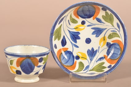 Leeds Soft Paste China Child's Cup and Saucer.