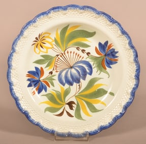 Leeds Blue Feather-Edge Umbrella Toddy Plate.