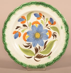 Leeds Soft Paste Green Feather-Edge Toddy Plate.