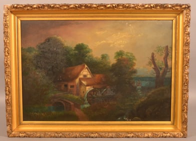 Antique Oil on Board Landscape Painting.
