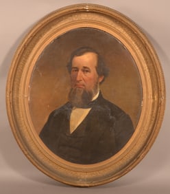 Antique Oil on Canvas Oval Portrait Painting.