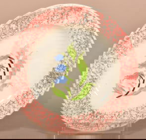 Red Spatter Lily of the Valley Pattern Cup Plate.