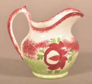Red & Green Spatter China Adams Rose Cream Pitcher.