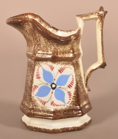 Brown Spatter Blue Petal Flower Cream Pitcher.