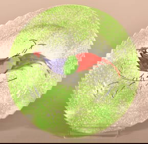 Green Spatter China Peafowl Pattern Cup Plate.